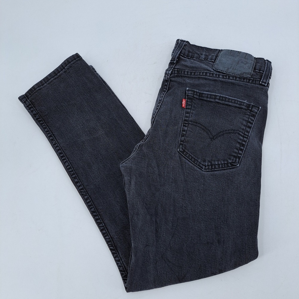 Levi's 511 Slim Fit Jeans Mens 33x30 Cotton Washed Black Solid Stretch Denim